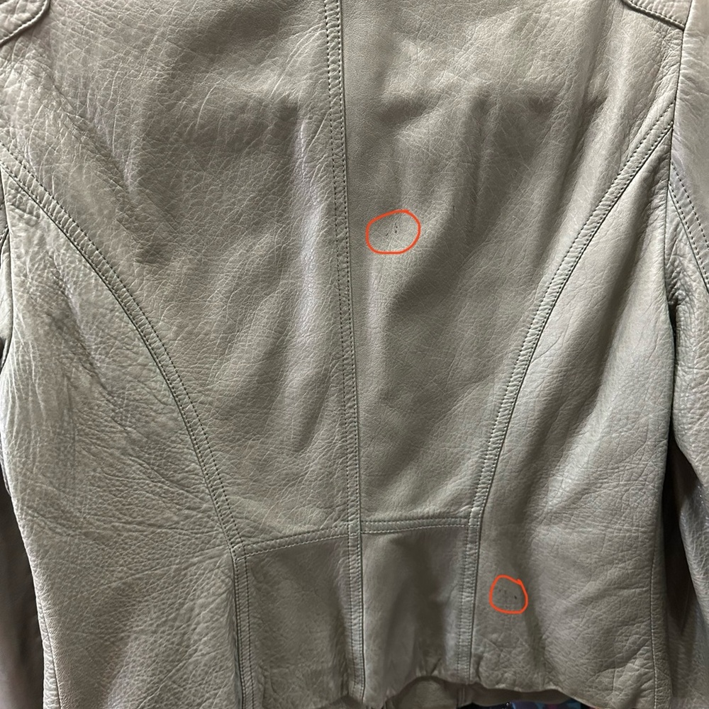Theory Lambskin Moto Style Leather Jacket, Muted Olive Green, Size Med - Picture 8 of 12